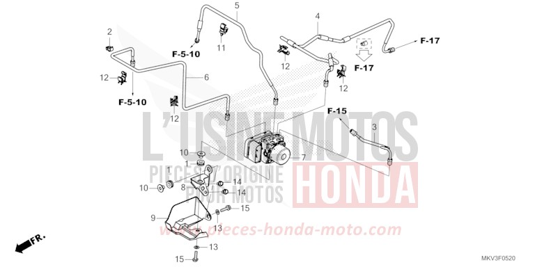 ABS MODULATOR/BRAKE PIPE for Forza 750 CANDY CHROMOSPHERE RED (R381) from 2022